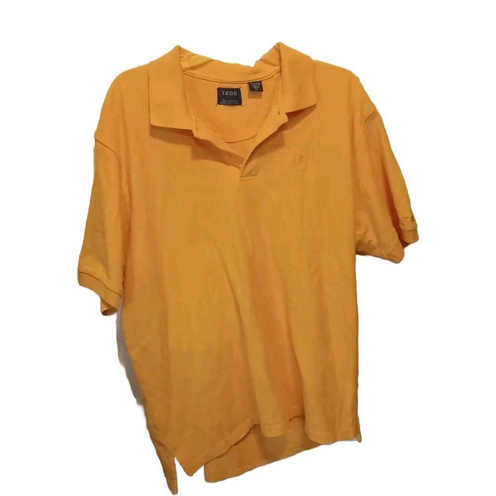 IZOD Shirt Womens Size XL Peach Silk Wash Cotton 3 Button Golf Polo